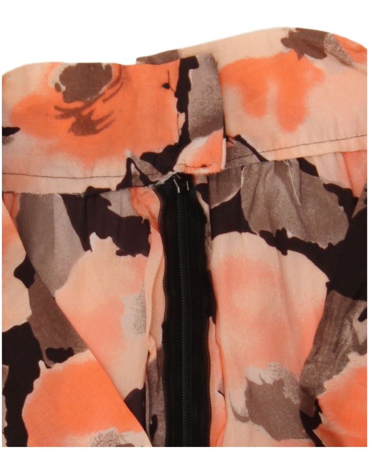 jupe évasée femme vintage W28 Floral orange moyen