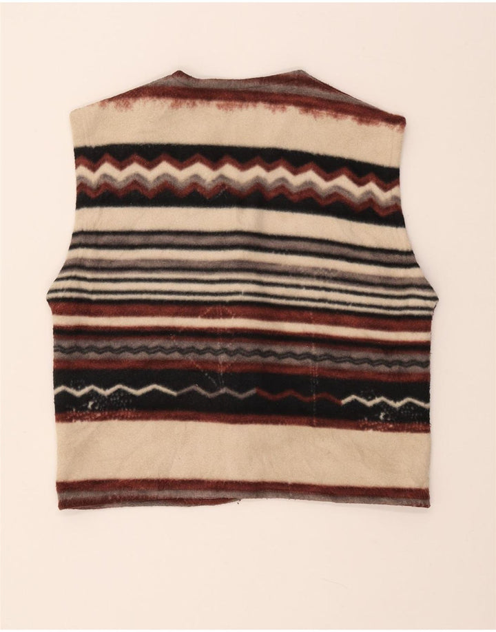 VINTAGE Femmes Duffle Fleece Gilet UK 14 Moyen Multicolore Rayé