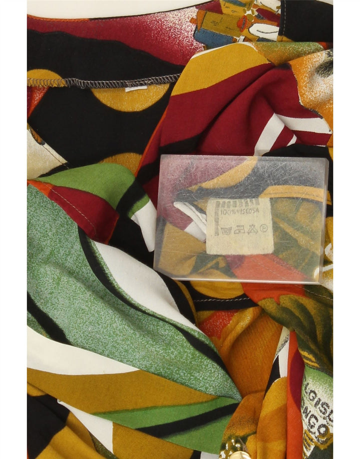 vintage Femme Motif Abstrait Chemise Blouse UK 18 XL Viscose Multicolore