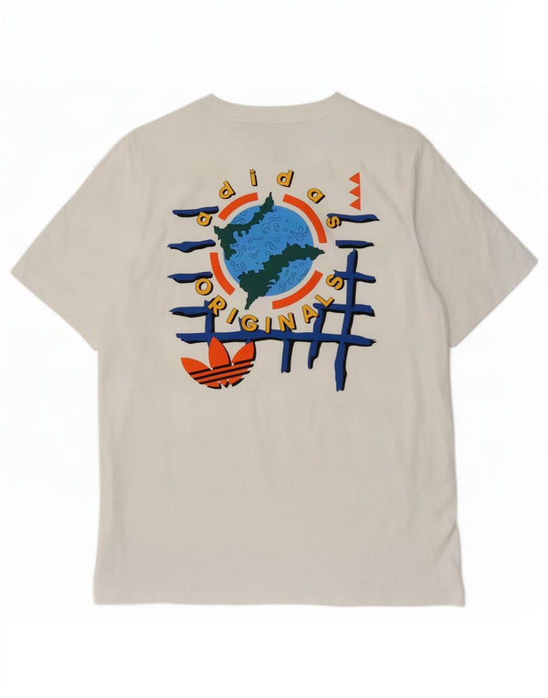 Adidas T-shirt graphique pour homme en coton blanc moyen