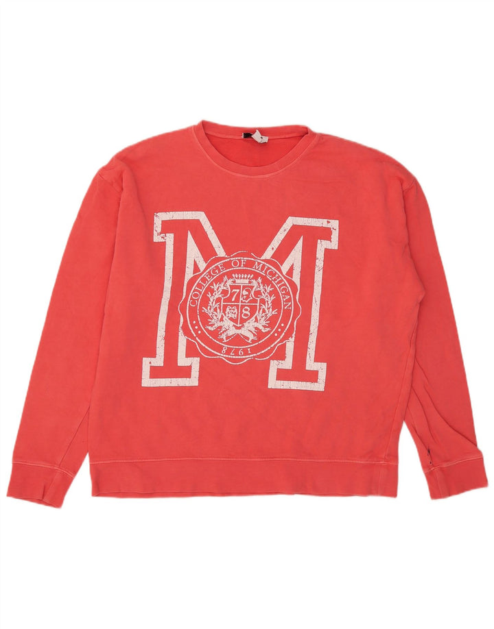 Topshop Sweat-shirt surdimensionné graphique pour femme UK 14 en coton rose moyen