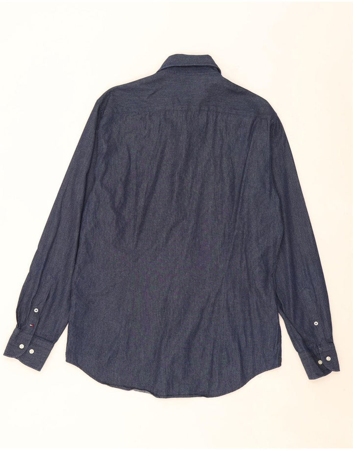 TOMMY HILFIGER Mens Tailored Shirt Size 40 15 3/4 Medium Navy Blue Spotted