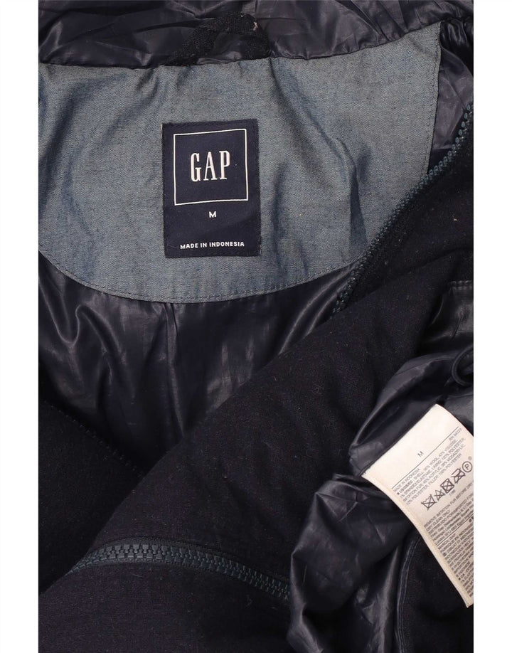 Gap Veste matelassée à capuche pour femme UK 14 Medium Navy Blue Wool