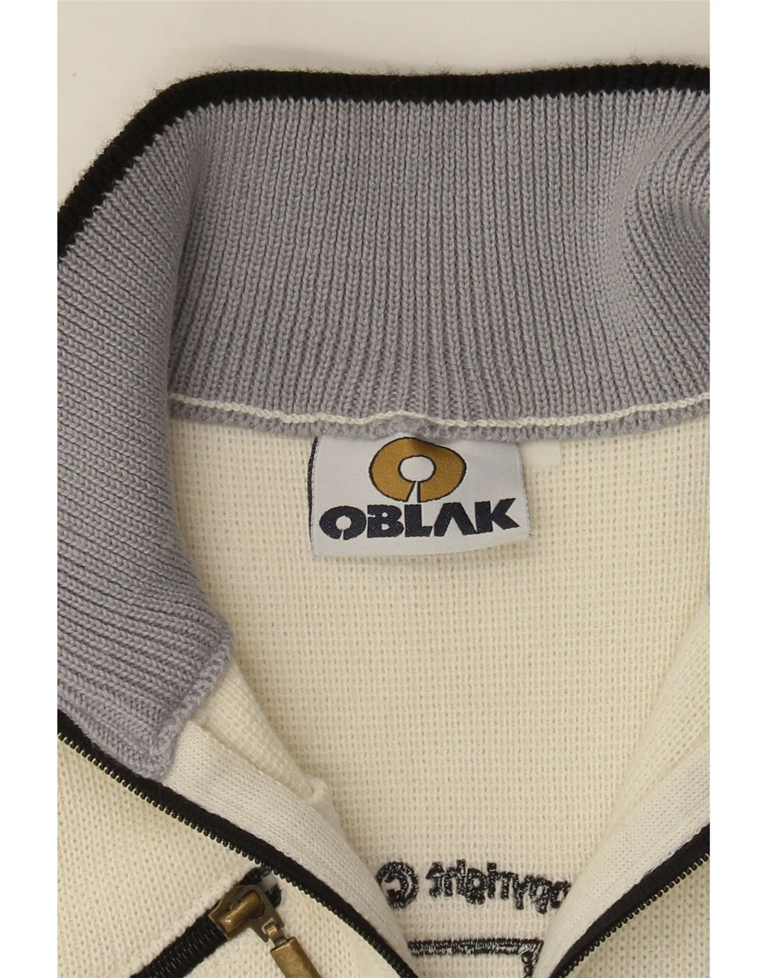 vintage Femme Graphique Cardigan Pull UK 10 Petit Off White