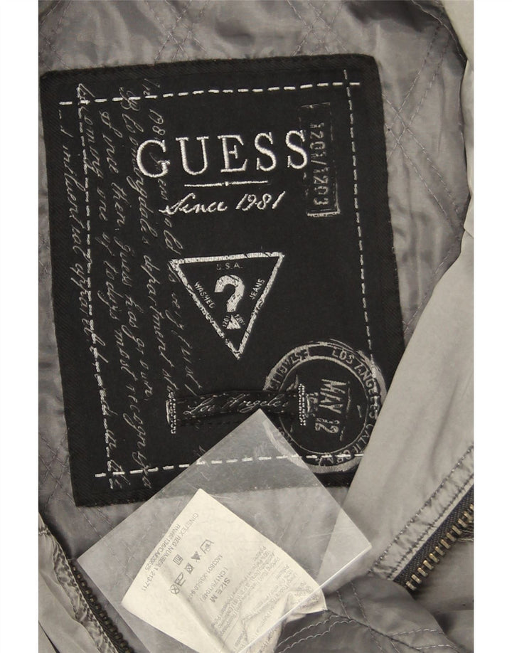 Guess Veste Bomber Homme UK 38 Gris Moyen Polyester