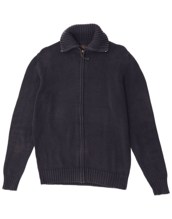 Pull Cardigan Zara Homme Bleu Marine Moyen