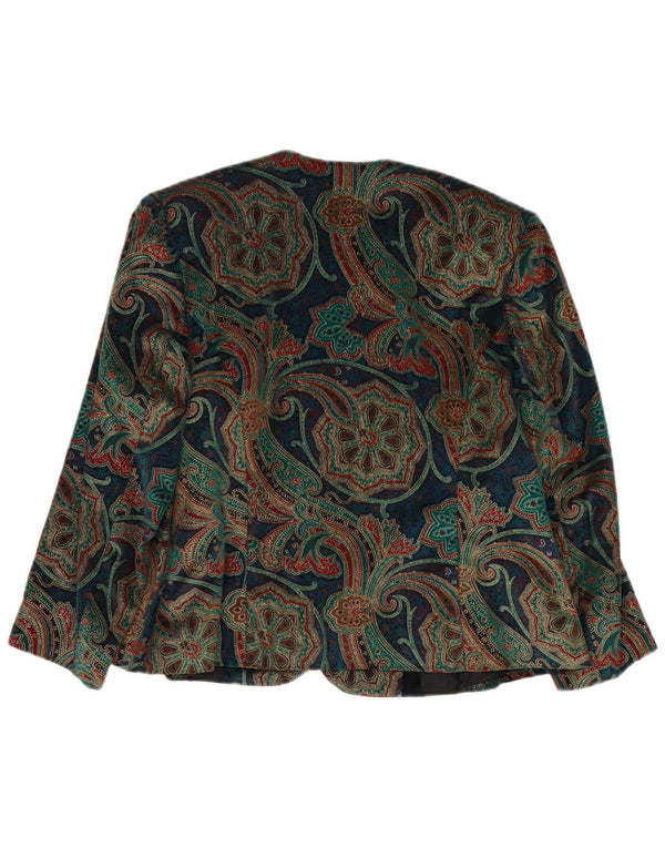 vintage Femme 3/4 Manches Blazer Veste UK 14 Moyen Multicolore Paisley