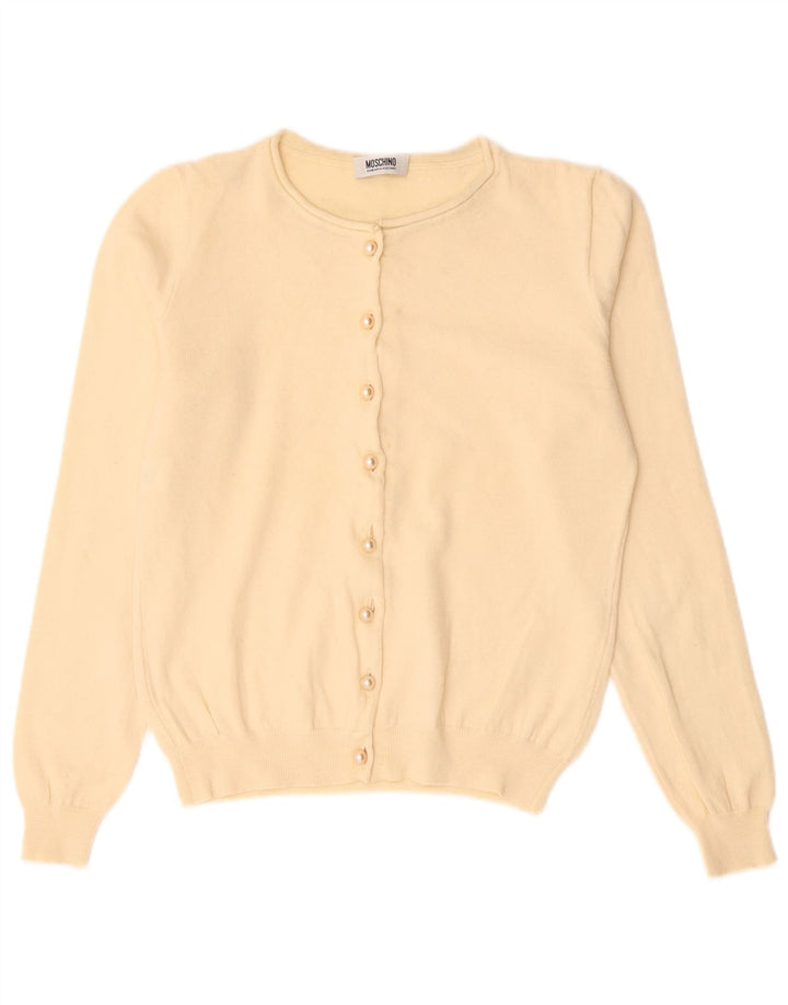 Moschino Cardigan pas cher et chic pour femme UK 12 en laine blanc cassé moyen