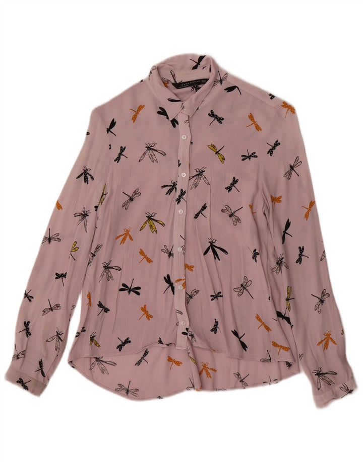 Chemisier chemise à motif abstrait pour femme UK 6 XS Violet
