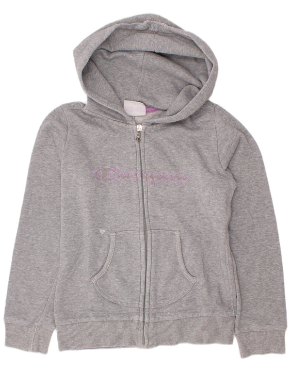 Champion Pull à capuche zippé graphique pour fille 7-8 ans Petit gris moucheté