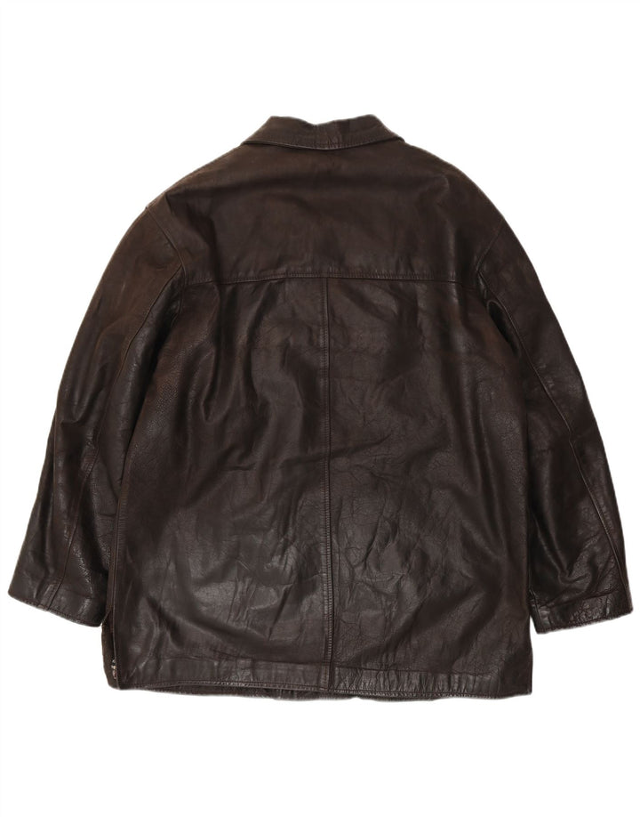 Veste en cuir homme vintage IT 54 2XL Cuir marron