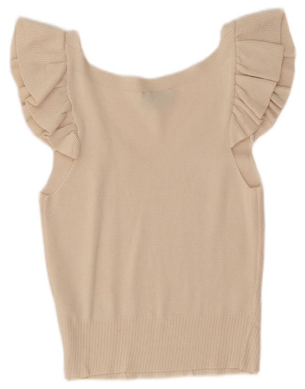 Topshop Chemisier court pour femme UK 12 Medium Off White Viscose