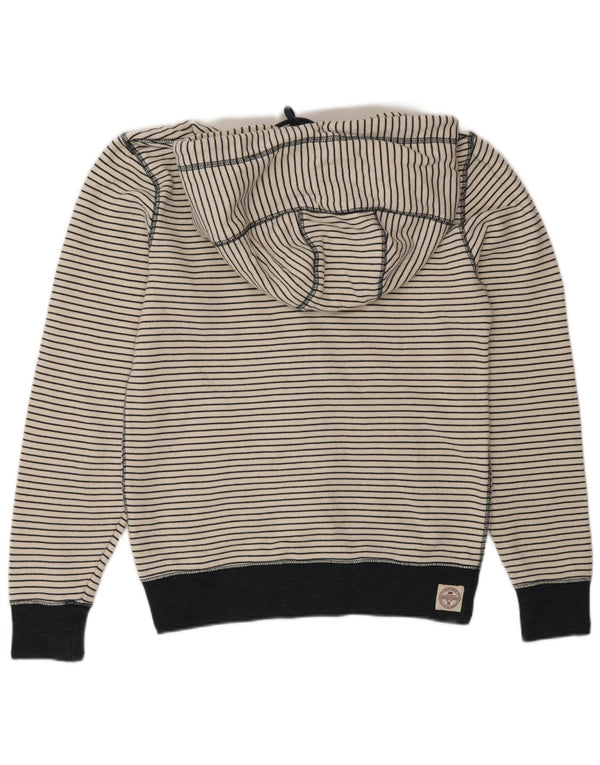 Fat Face Pull à capuche zippé pour homme XS en coton rayé blanc cassé