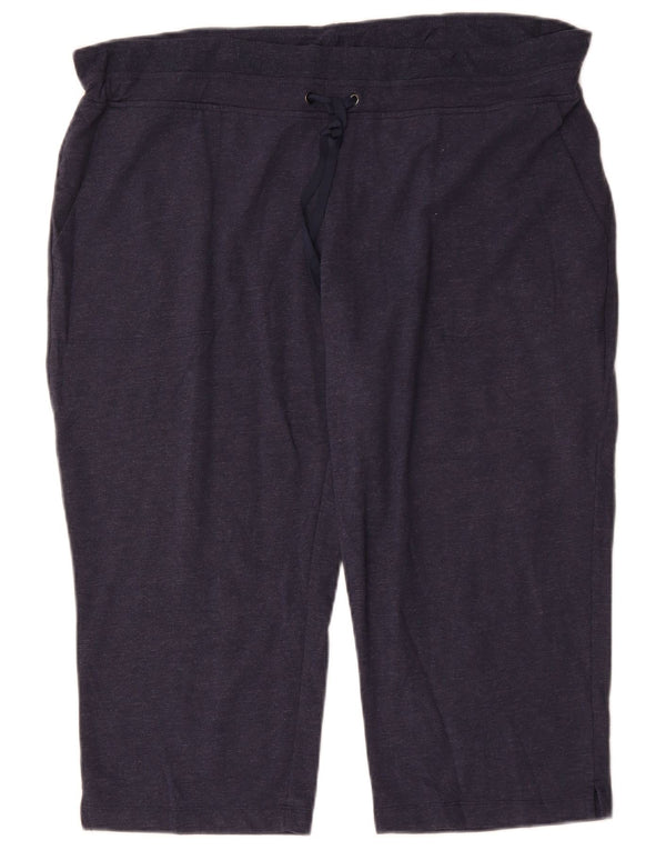 EDDIE BAUER Pantalon de survêtement Capri pour Femme UK 20 2XL Bleu Marine Coton