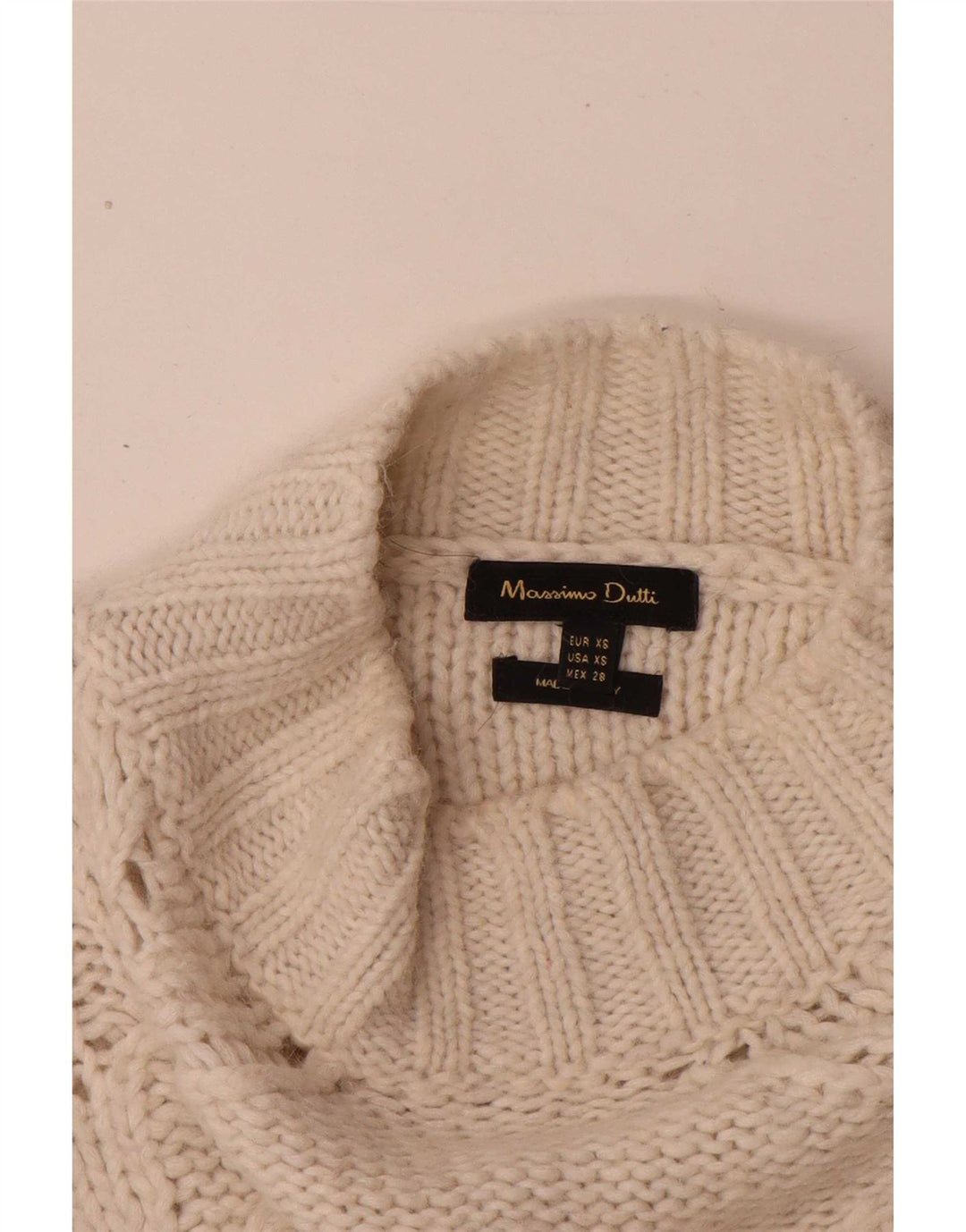Massimo Dutti Pull à col roulé pour femme UK 4 XS Blanc cassé