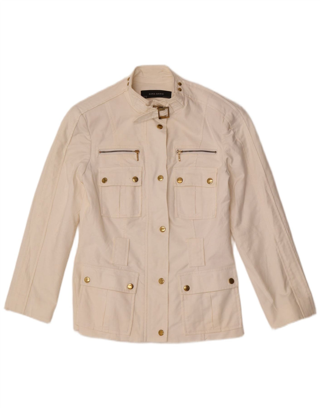 Veste utilitaire femme Zara UK 12 coton blanc moyen