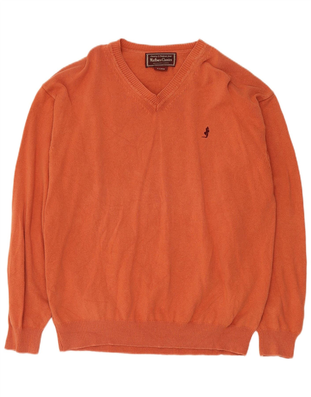 Marlboro Classics Pull col V pour homme XL Orange Coton