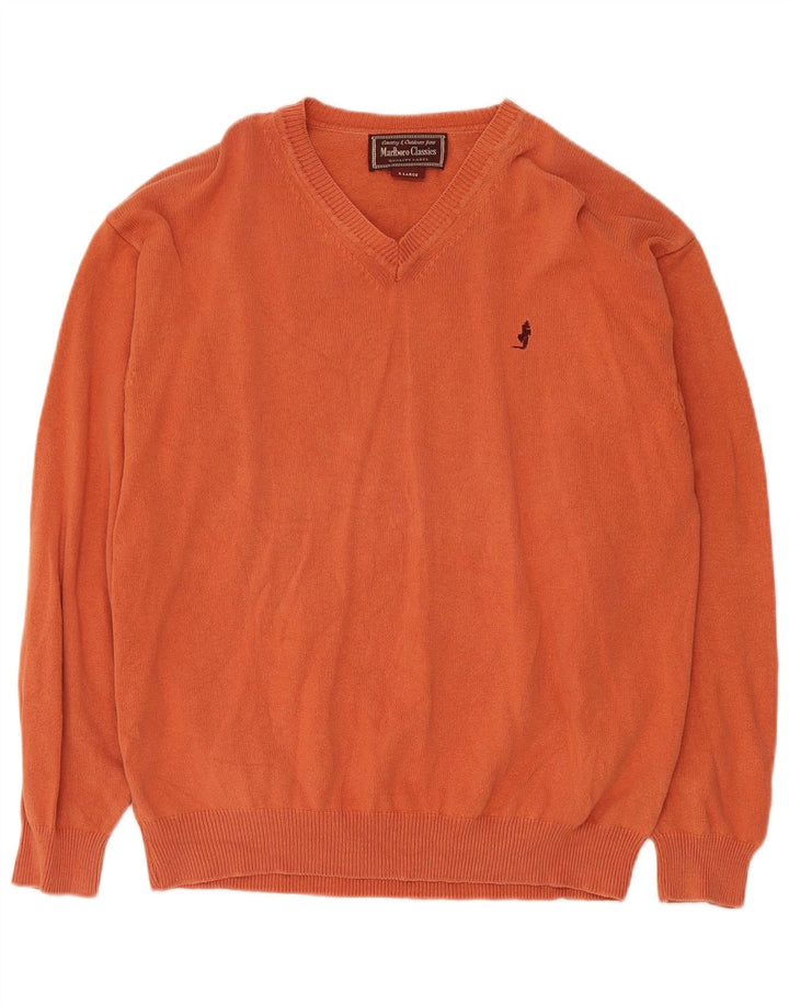 Marlboro Classics Pull col V pour homme XL Orange Coton