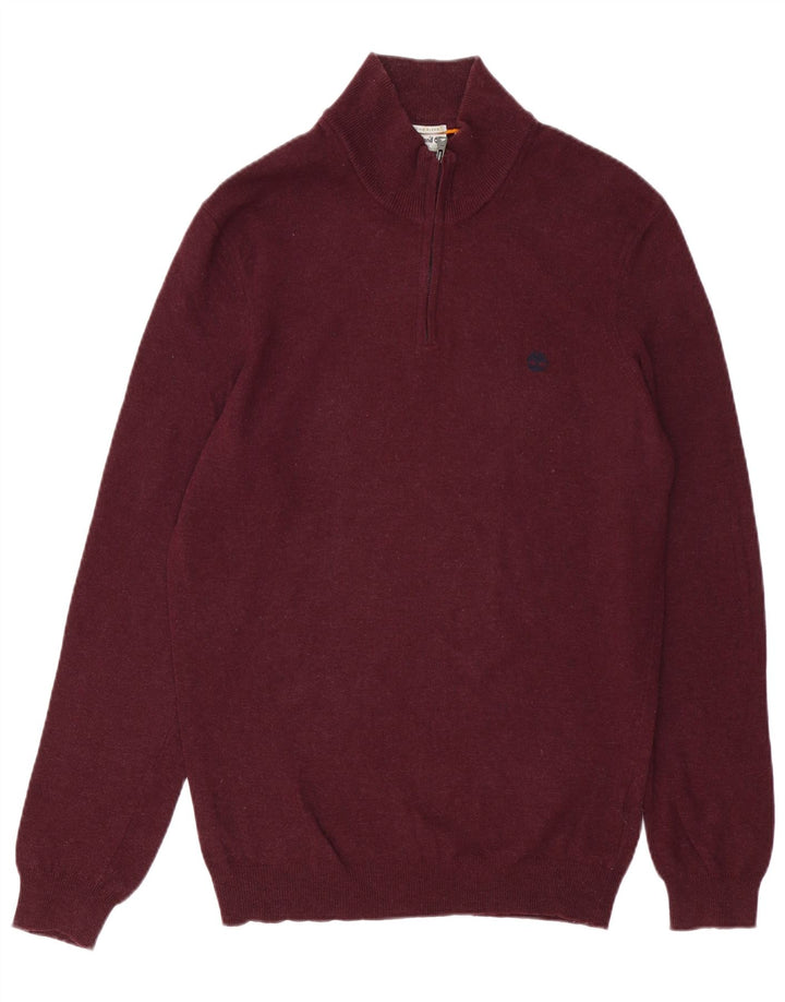 TIMBERLAND Pull col zippé homme laine mérinos bordeaux moyen