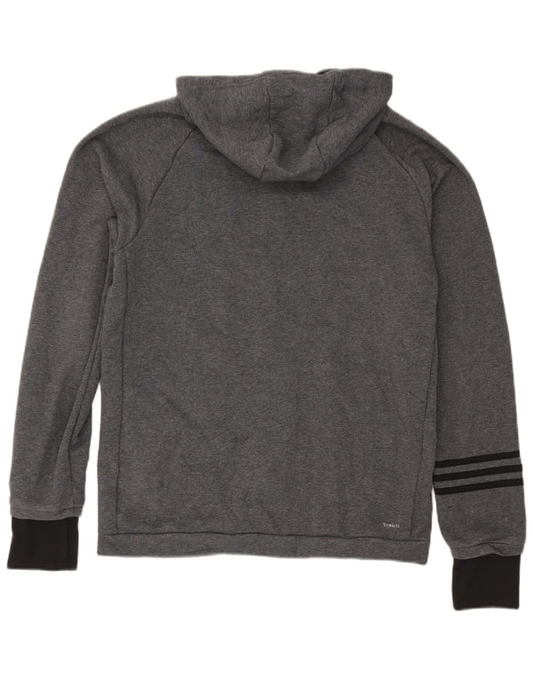 Adidas Pull à capuche zippé Climalite pour homme en coton color block Gris Taille L