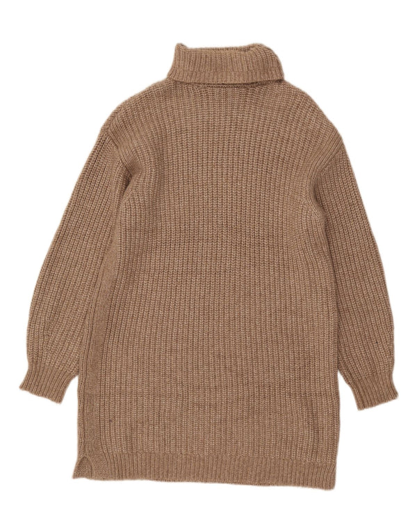 Zara Robe pull à manches longues et col roulé pour femme UK 16 Large Beige Polyester