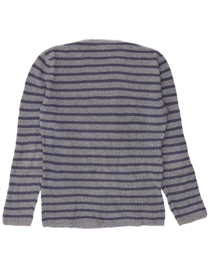 Zara Pull à col rond pour homme en coton rayé bleu grand