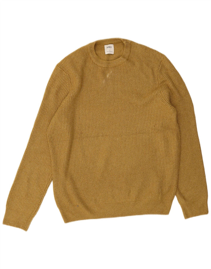 Marks & Spencer Pull ras du cou pour homme, grand, jaune, polyamide