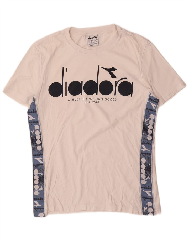Diadora T-shirt graphique en coton color block blanc moyen |