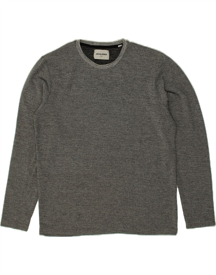 JACK & JONES Mens Top Long Sleeve Large Grey Polyester Vintage Jack & Jones and Second-Hand Jack & Jones from Messina Hembry 