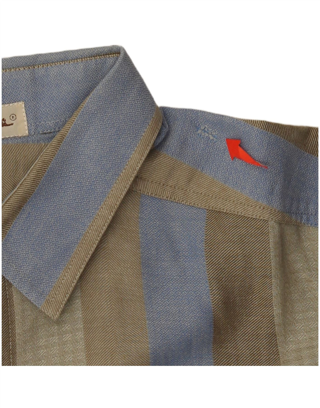 VINTAGE Chemise Homme Taille 40 Rayé Kaki Moyen