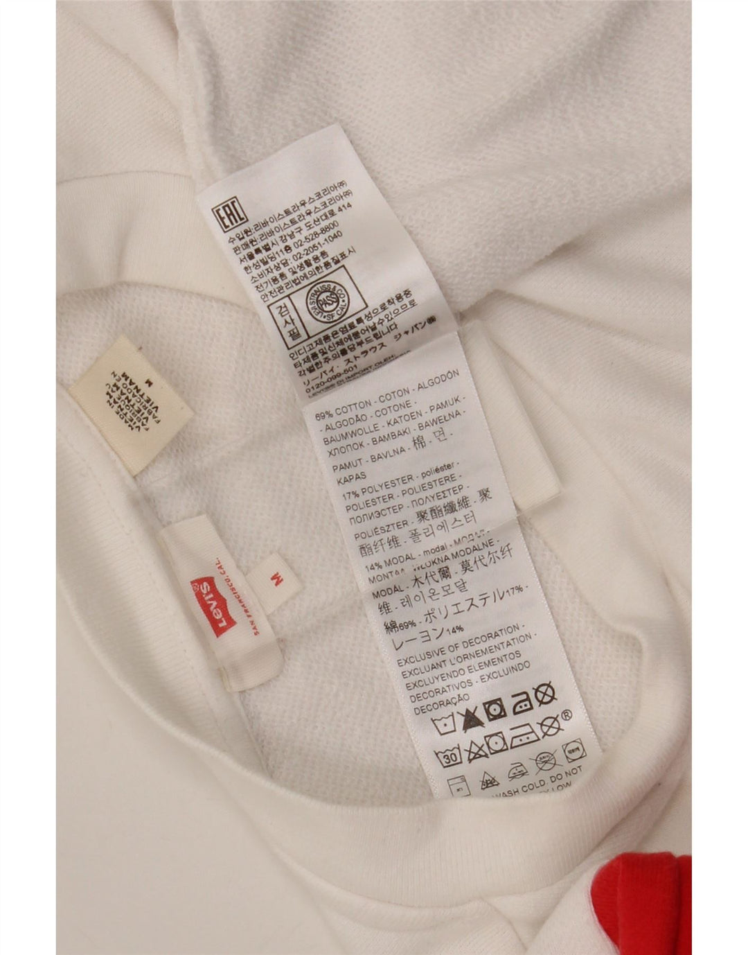 Levi's Sweat-shirt Crop Femme UK 14 Medium Blanc Colorblock