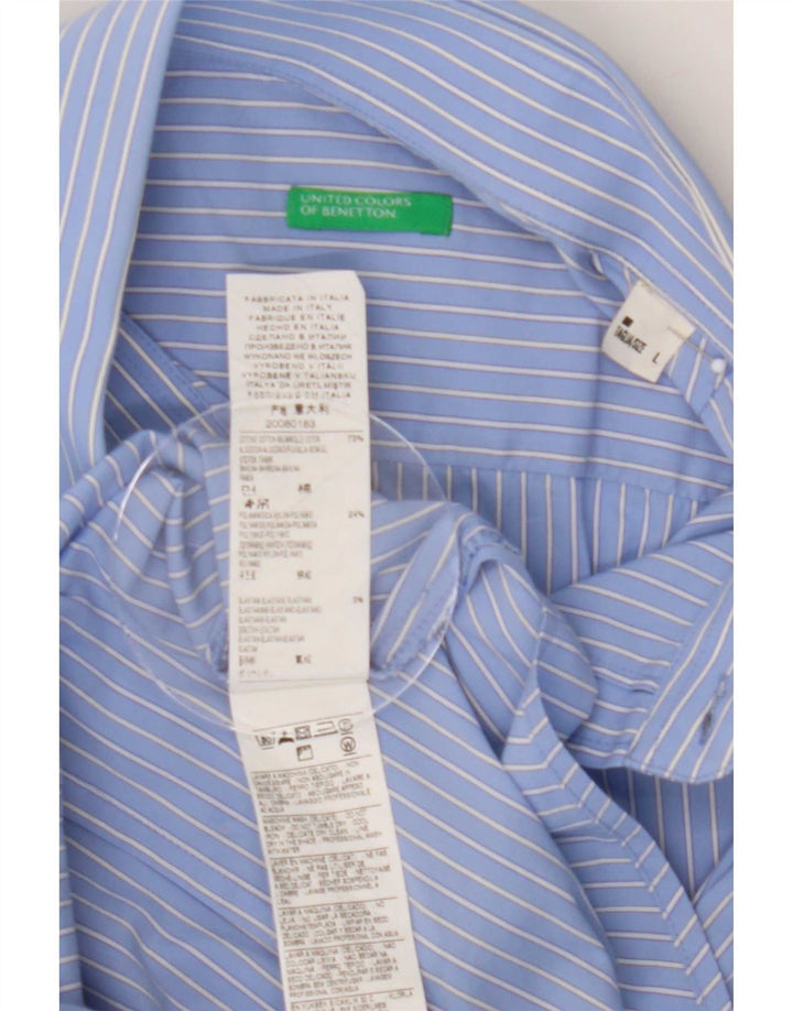 Benetton Chemise Homme Large Bleu Rayé Coton