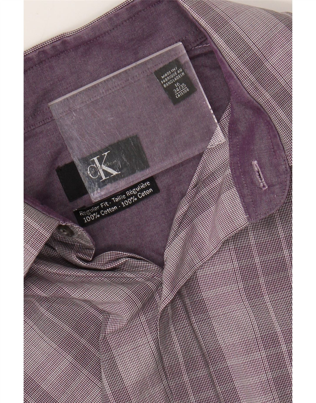 CALVIN KLEIN Chemise coupe régulière pour homme taille 16 grand coton à carreaux violet