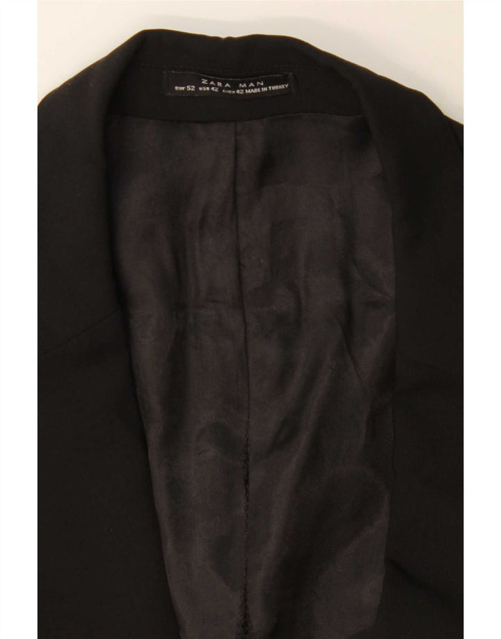 Zara Veste Blazer 2 Boutons Homme EU 52 Large Noir Laine Classique