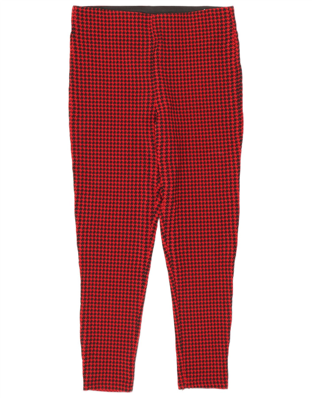 Zara Womens Crop Leggings UK 14 Large Rouge Pied-de-poule Viscose