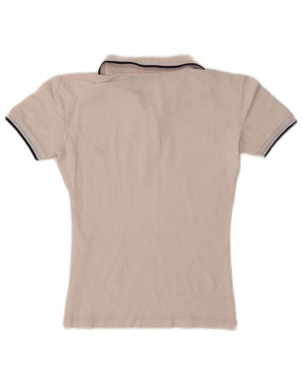 Fred Perry Polo Femme UK 14 Grand Blanc Rayé