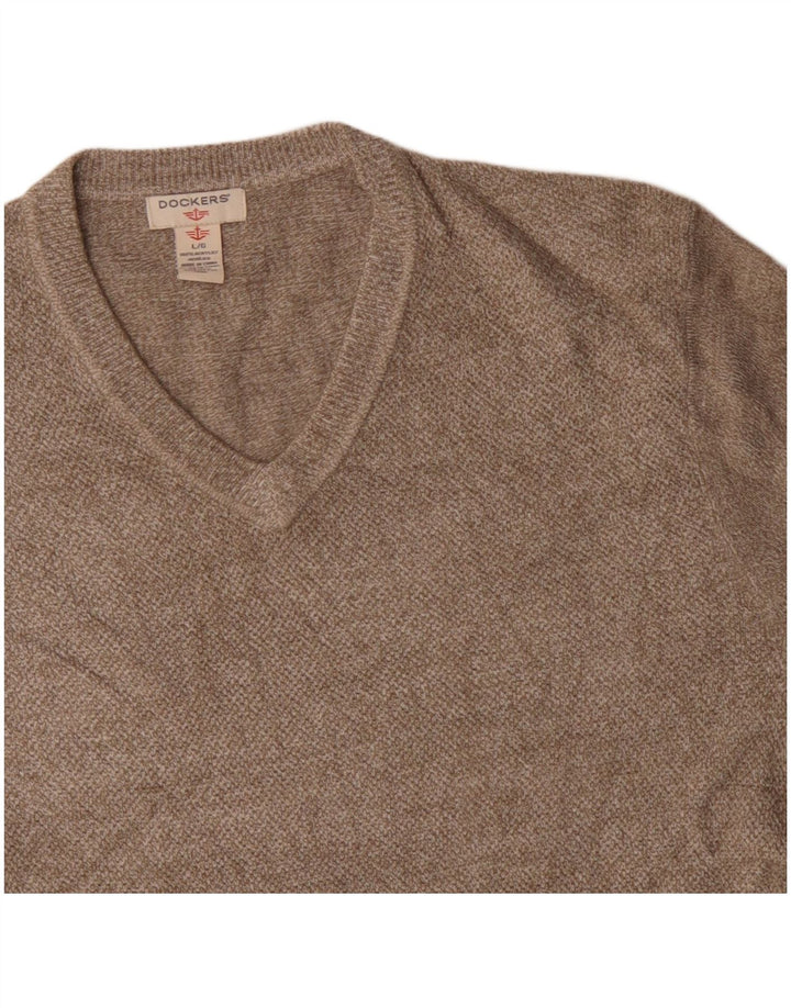 DOCKERS Pull Col V Homme Large Beige Acrylique