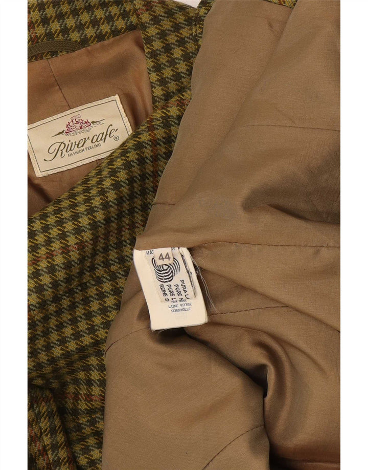 Vintage Homme 3 Bouton Blazer Veste IT 44 Pied De Poule Vert Moyen