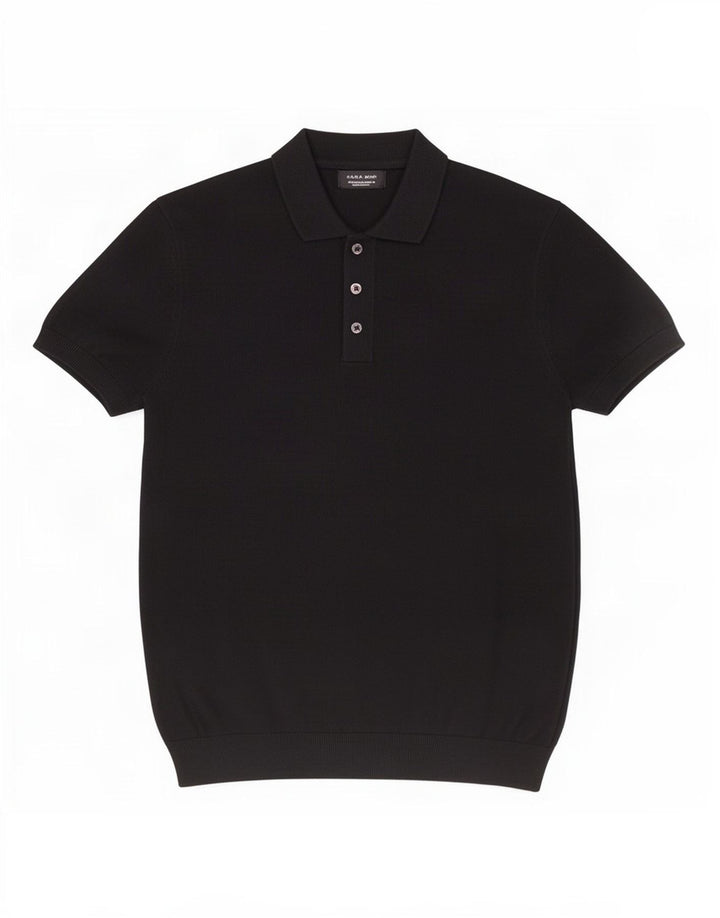 Polo Homme Zara Homme Noir Moyen Viscose