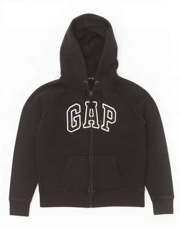 Gap Pull à capuche zippé graphique pour femme UK 14 Coton noir moyen