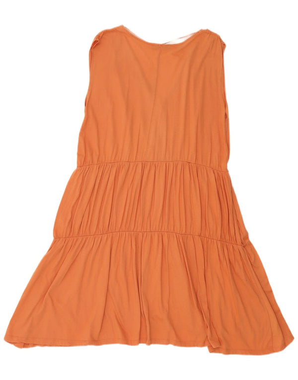 Zara Robe trapèze sans manches pour femme UK 14 Coton orange moyen