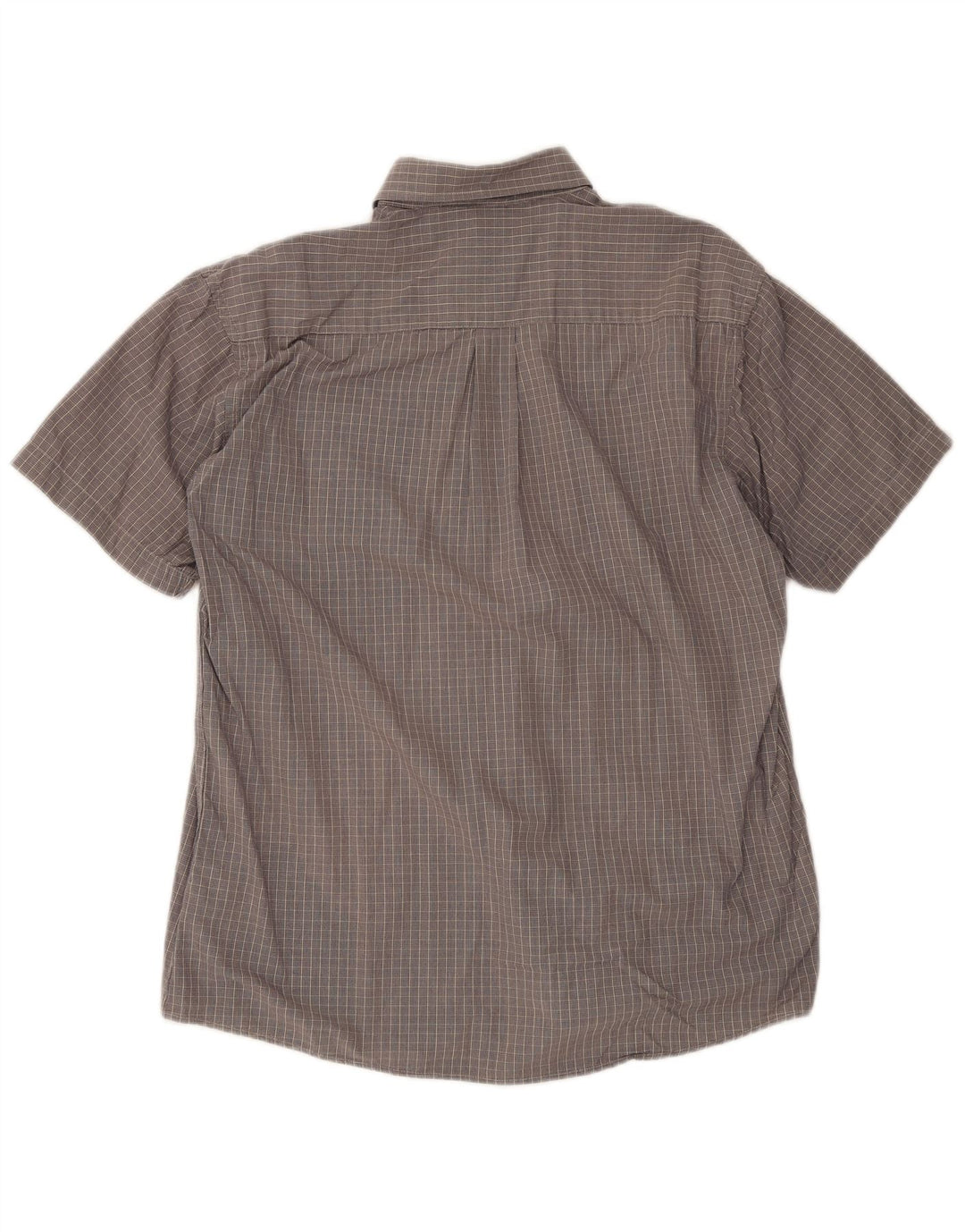 Brugi Chemise à manches courtes pour homme Taille 41 Grand coton à carreaux gris