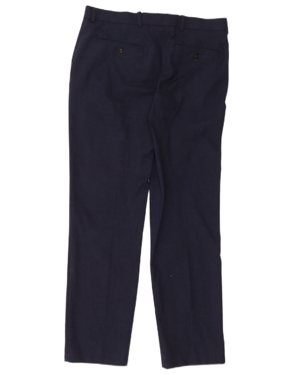 Marks & Spencer Pantalon de Costume Slim Homme W32 L31 Bleu Marine Laine