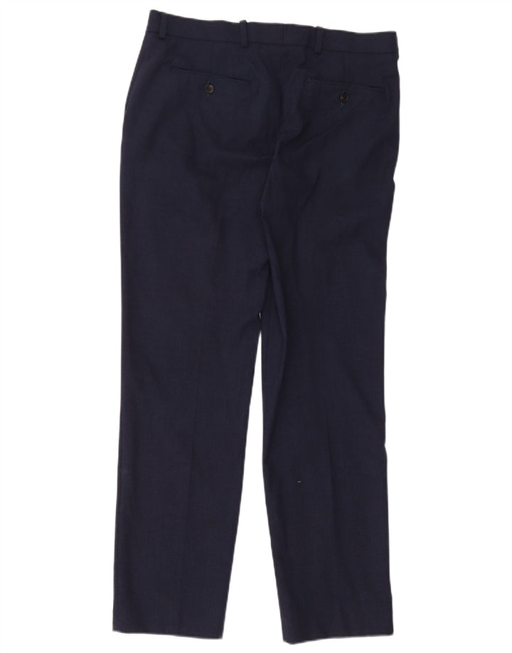 Marks & Spencer Pantalon de Costume Slim Homme W32 L31 Bleu Marine Laine