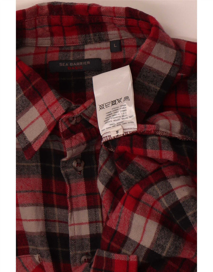 Sea Barrier Chemise en flanelle pour homme en coton à carreaux rouges