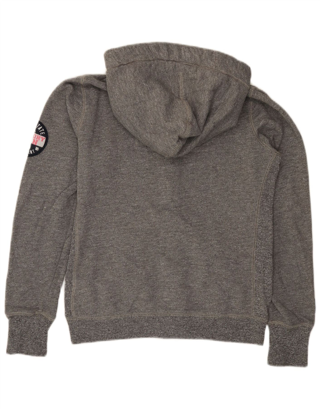 SUPERDRY Pull à capuche zippé graphique pour femme UK 14 Gris moyen Coton