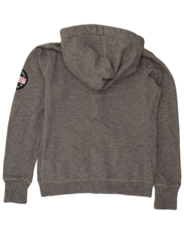 SUPERDRY Pull à capuche zippé graphique pour femme UK 14 Gris moyen Coton