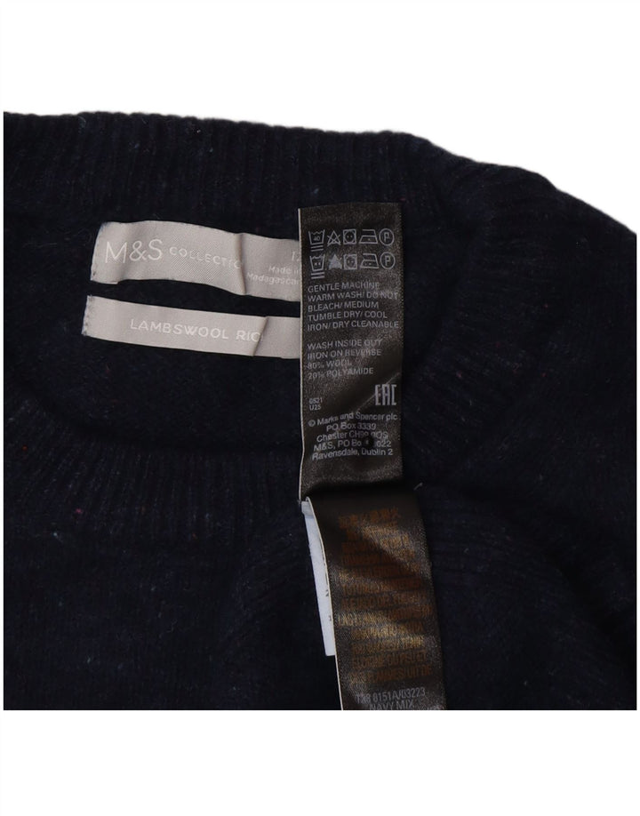 Marks & Spencer Pull à col rond pour femme UK 12 Laine bleu marine moyen