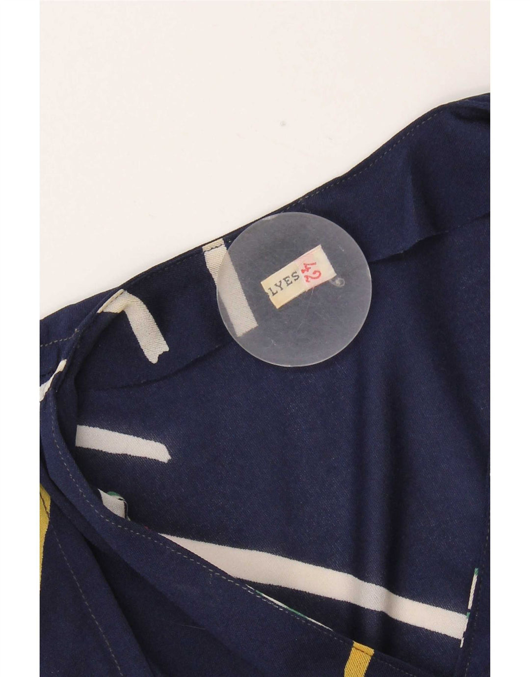 Robe trapèze femme vintage IT 42 Polyester rayé bleu marine moyen