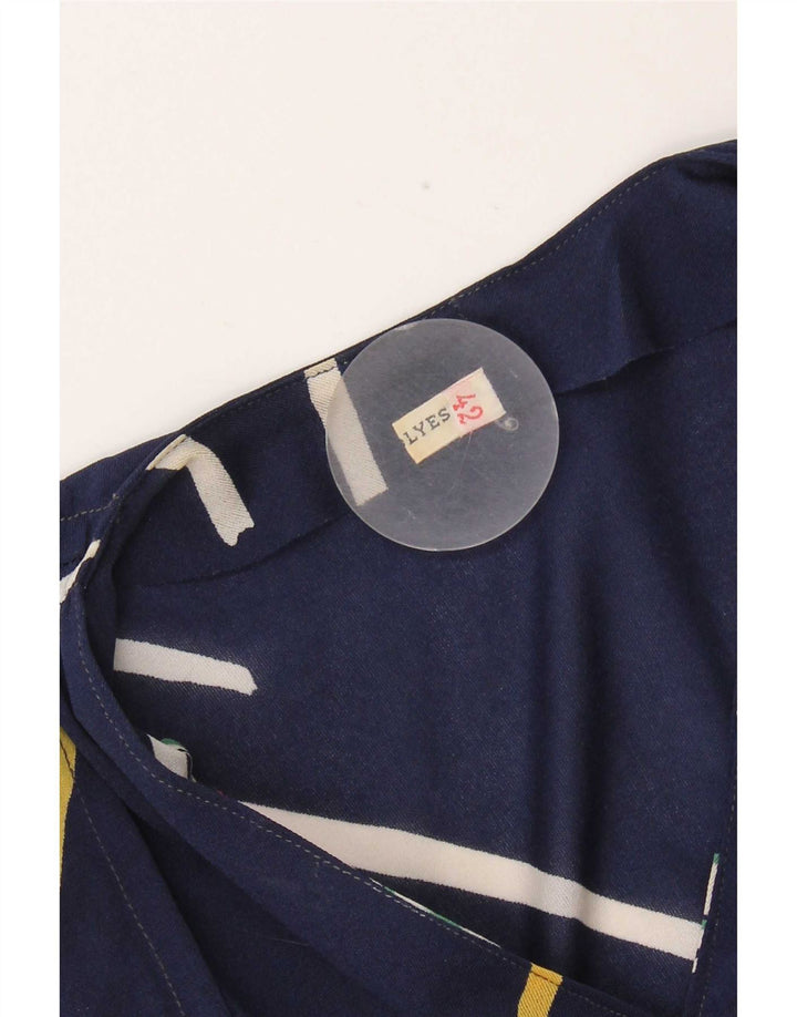 Robe trapèze femme vintage IT 42 Polyester rayé bleu marine moyen